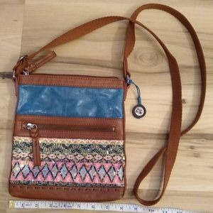 EUC The Sak Blue Pattern Leather Crossbody Bag